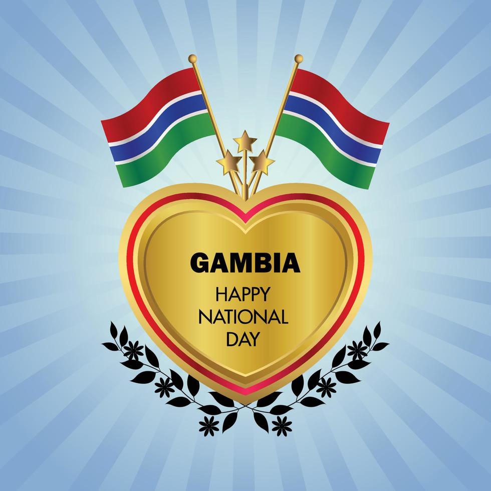 Gambia vlag onafhankelijkheid dag met goud hart vector