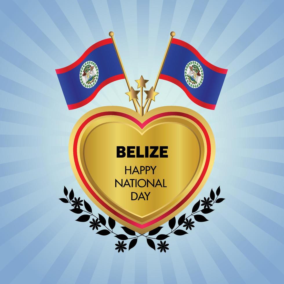 Belize vlag onafhankelijkheid dag met goud hart vector