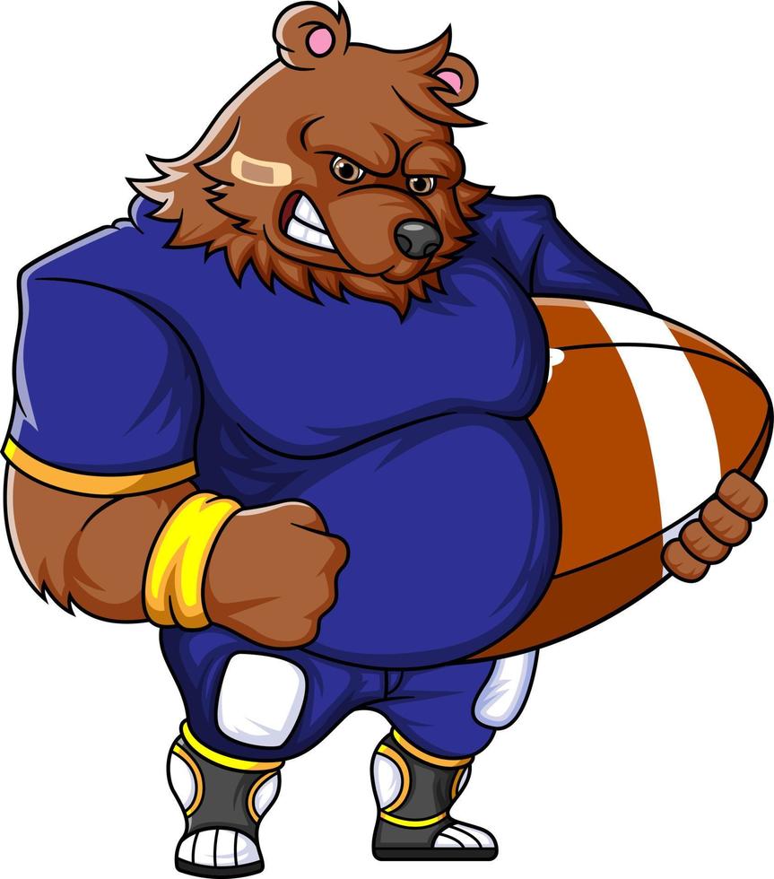 de beer mascotte van Amerikaans Amerikaans voetbal compleet met speler kleden vector