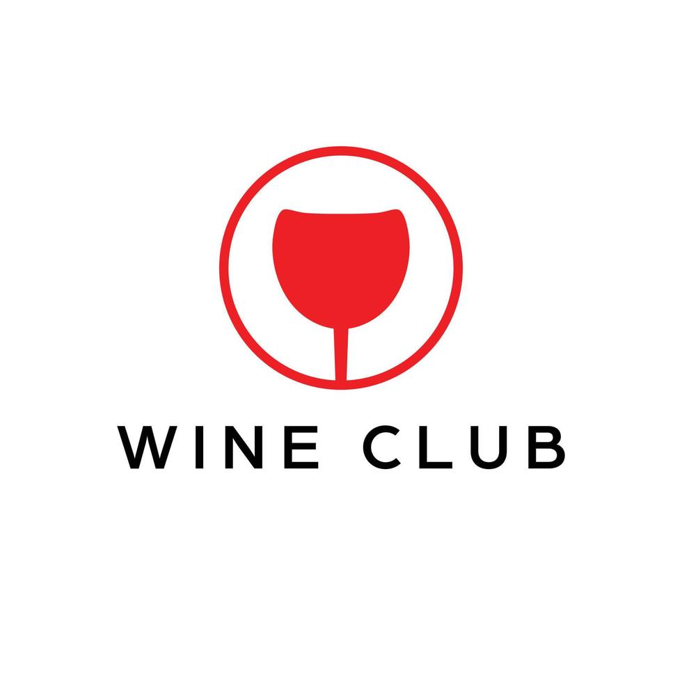 wijn club logo ontwerp. rood wijn glas logo. gemakkelijk en modern logo. vector