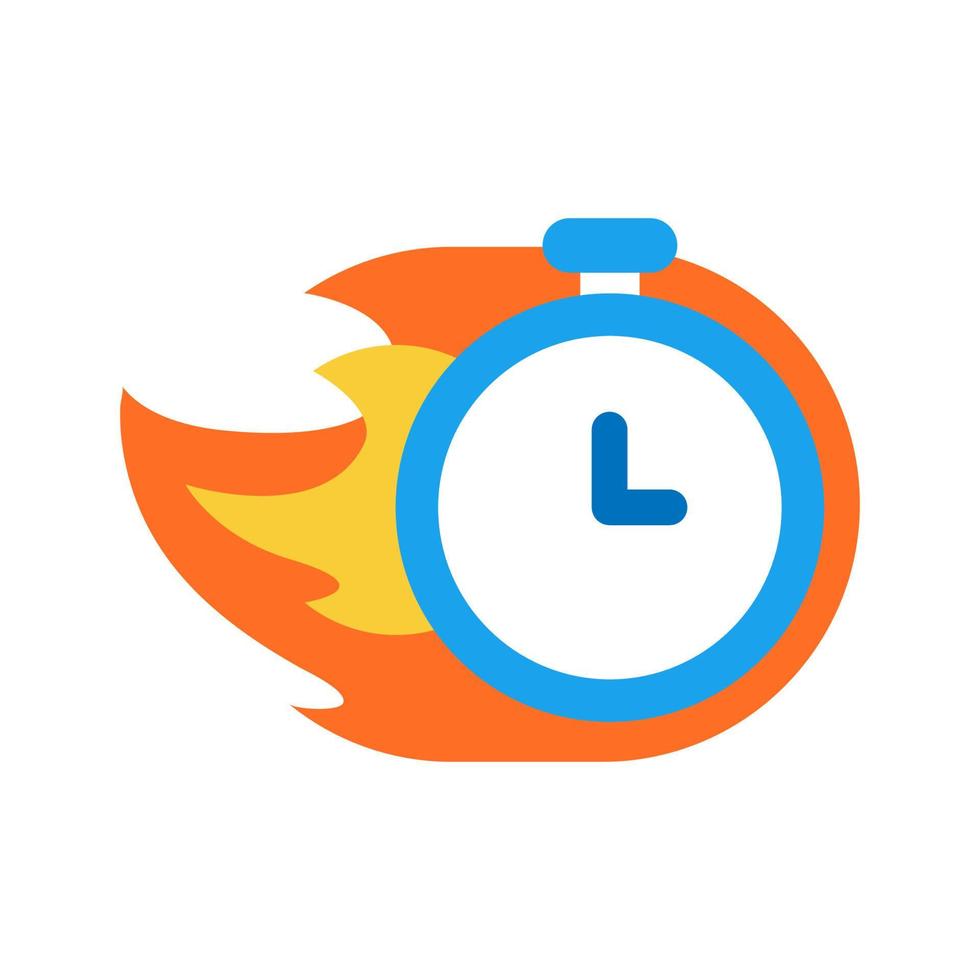 snel, beperkt tijd, stopwatch met brand logo concept illustratie vlak ontwerp bewerkbare vector