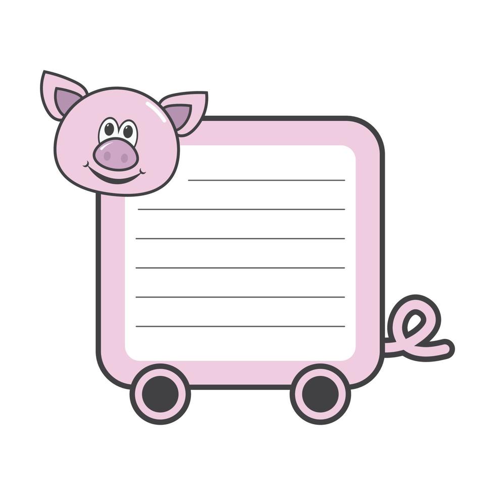 kinderen notebook pagina varken sjabloon vector kaarten piggy en notities