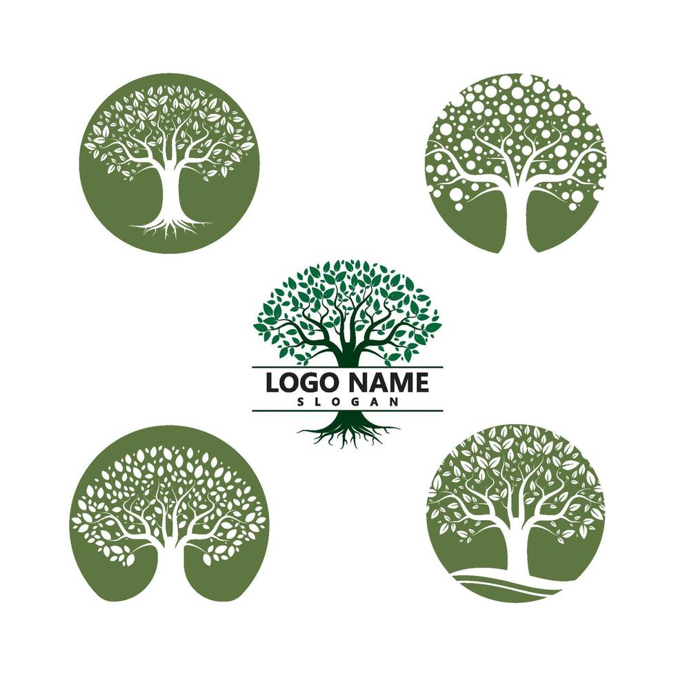 logo's van groene boom blad ecologie vector