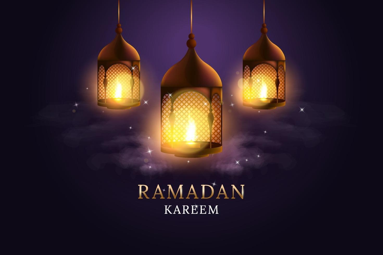 Arabische lantaarn met brandende kaarsenset. ramadan kareem. vector illustratie ontwerp.