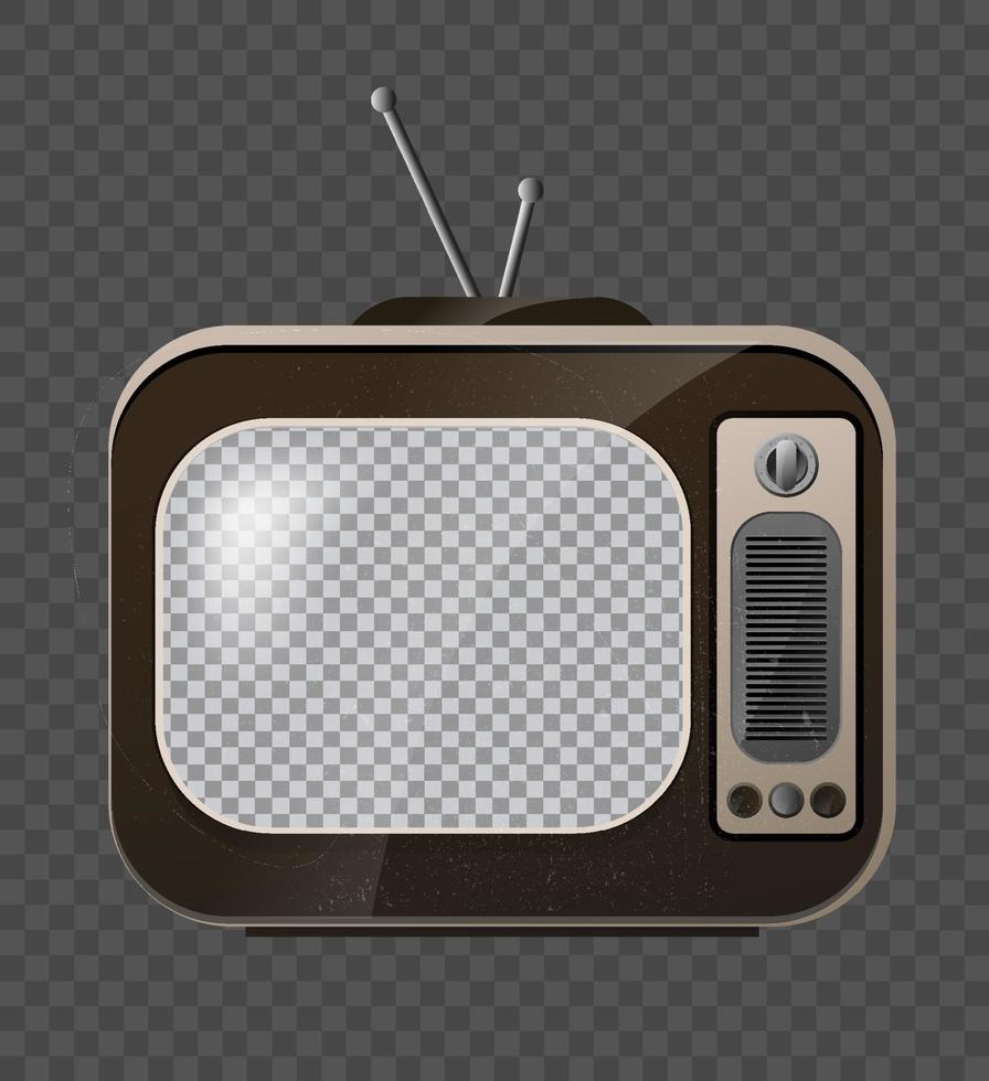 retro televisie. oude school tv. mock up isoleren op transparant raster. vector 3d realisme