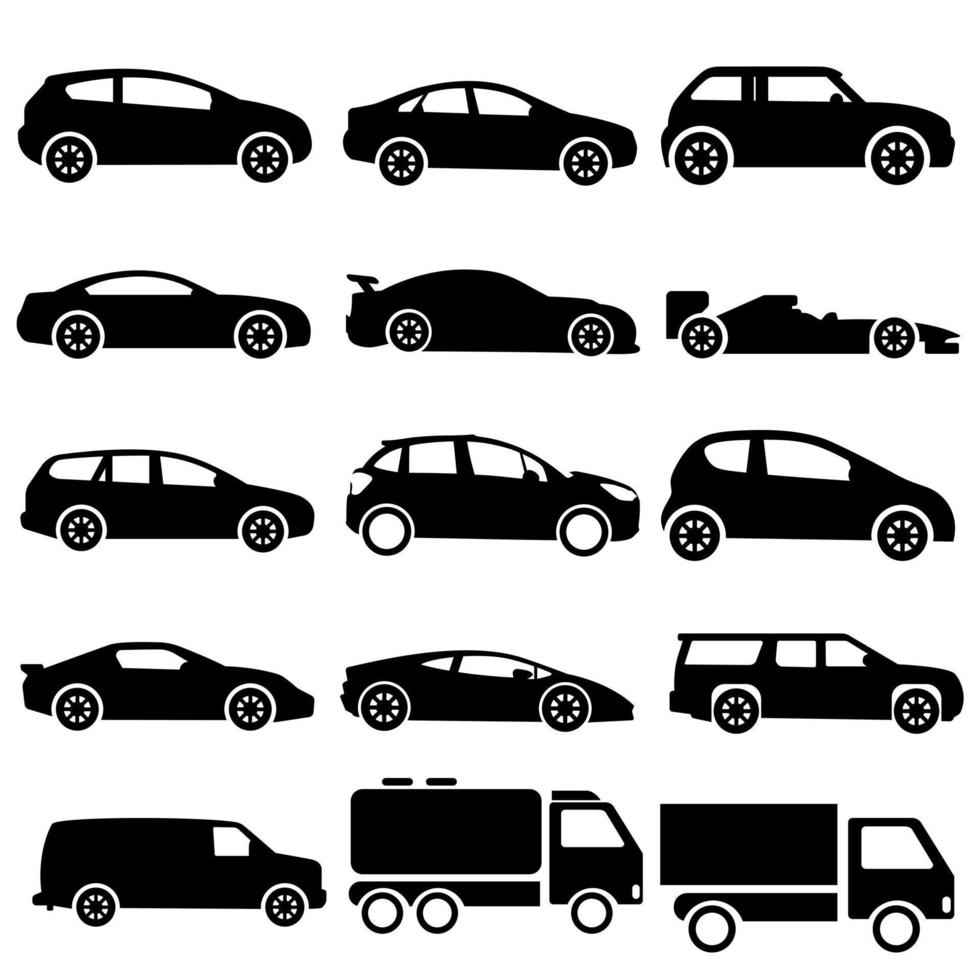auto vector icoon set. auto- illustratie teken verzameling. auto symbool. voertuig logo.