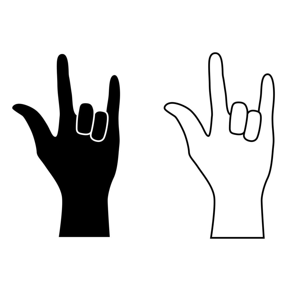 rots hand- icoon vector set. rots en rollen illustratie teken verzameling. rots concert symbool of logo.