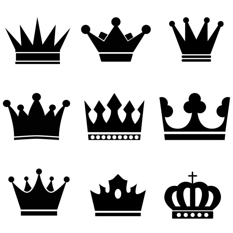kroon pictogrammen vector set. koning illustratie symbool verzameling. koningin teken of logo.
