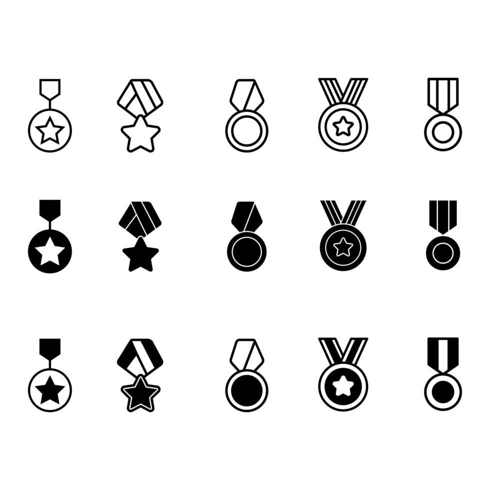 medaille icoon vector set. beloning illustratie teken verzameling. bestellen symbool of logo.