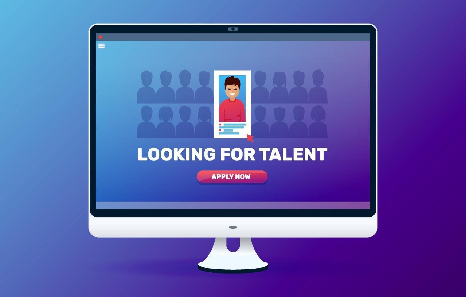 op zoek naar talent web illustratie. zakelijke werving. sollicitatiegesprek concept. vector