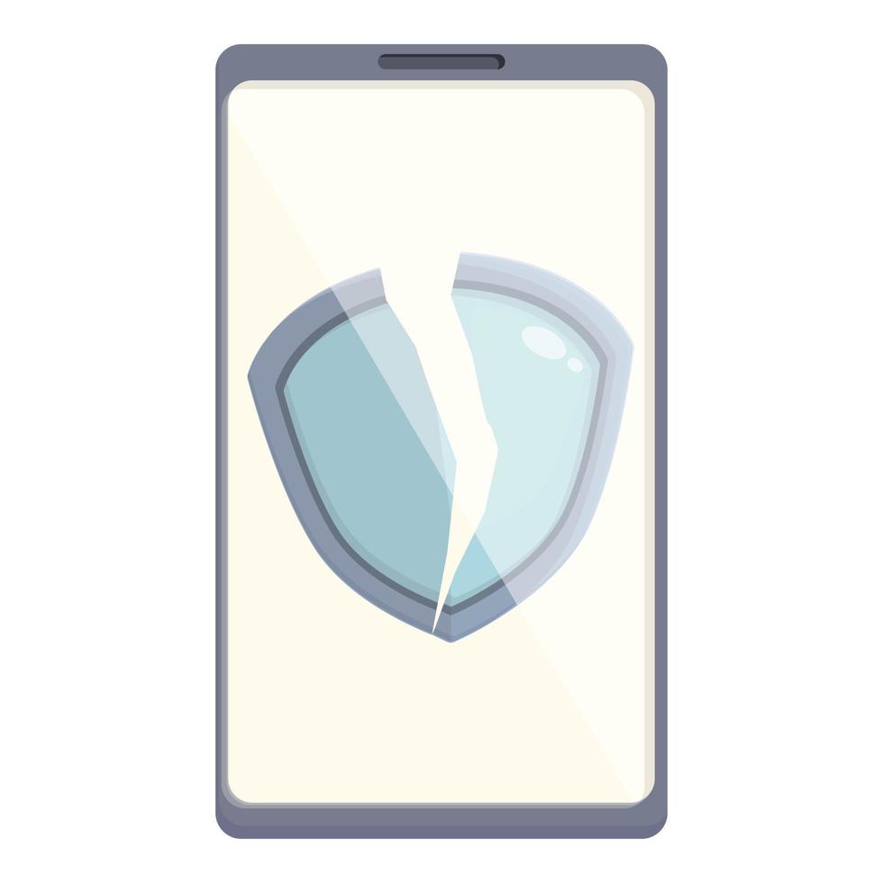 onbeveiligd smartphone icoon tekenfilm vector. cyber aanval vector