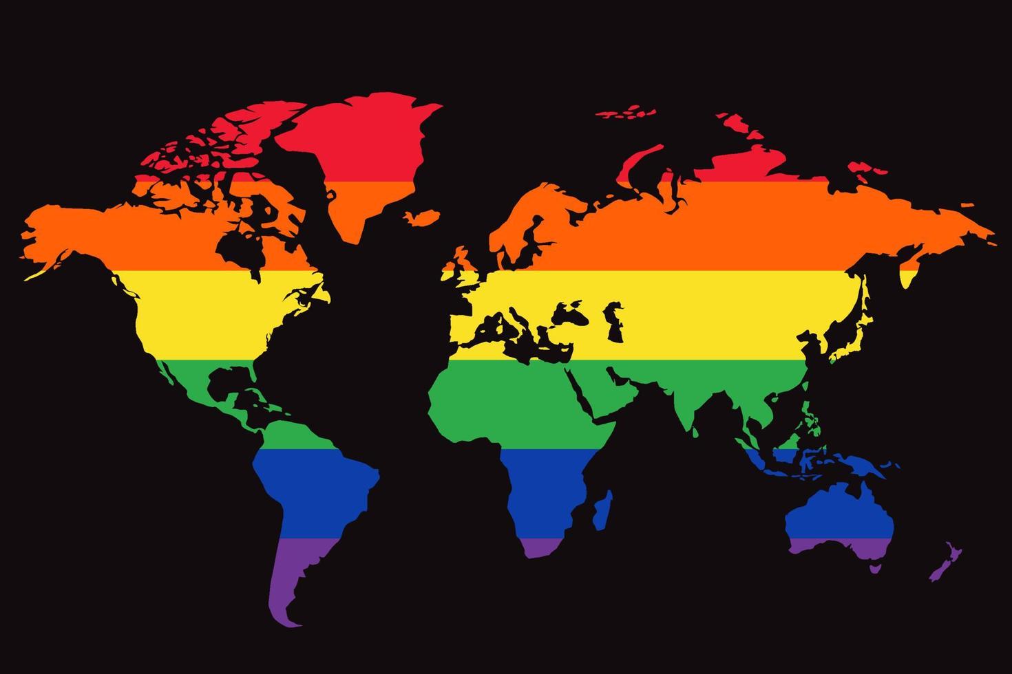 wereld kaart ondersteunen lgbt gemeenschap vector illustratie. vector icoon. wereld silhouet kaart.