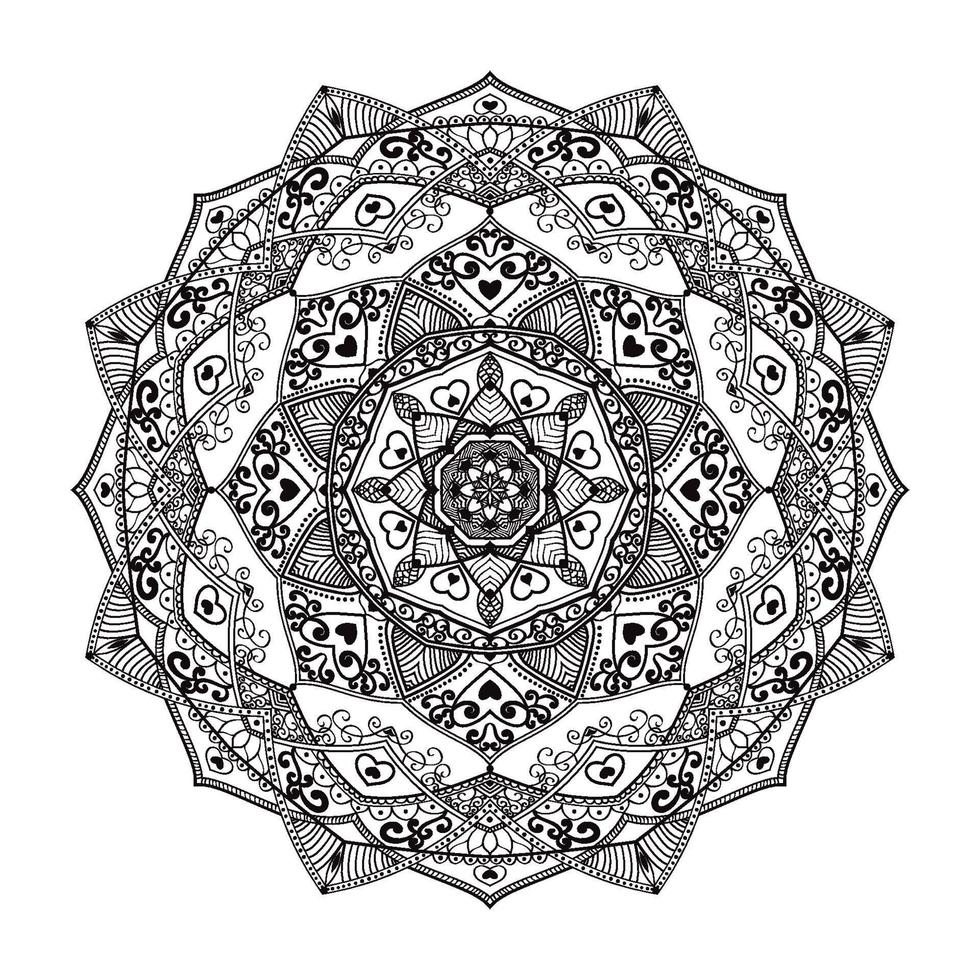 hand- getrokken circulaire bloemen mandala patroon voor henna, mehndi, tatoeëren, decoratie. decoratief ornament in etnisch oosters stijl. schets tekening hand- trek vector anti stress