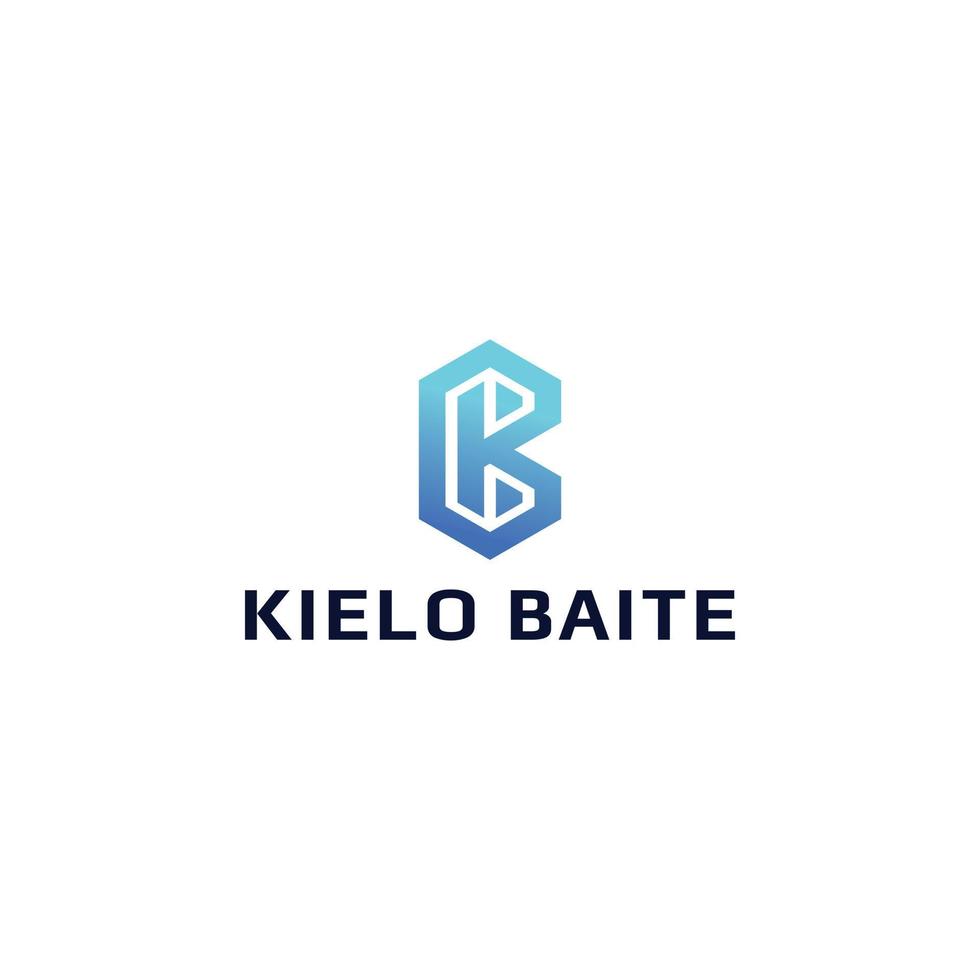 abstract eerste brief kb of bk logo in blauw kleur geïsoleerd in wit achtergrond toegepast voor internet bedrijf logo ook geschikt voor de merken of bedrijven hebben eerste naam bk of kb. vector