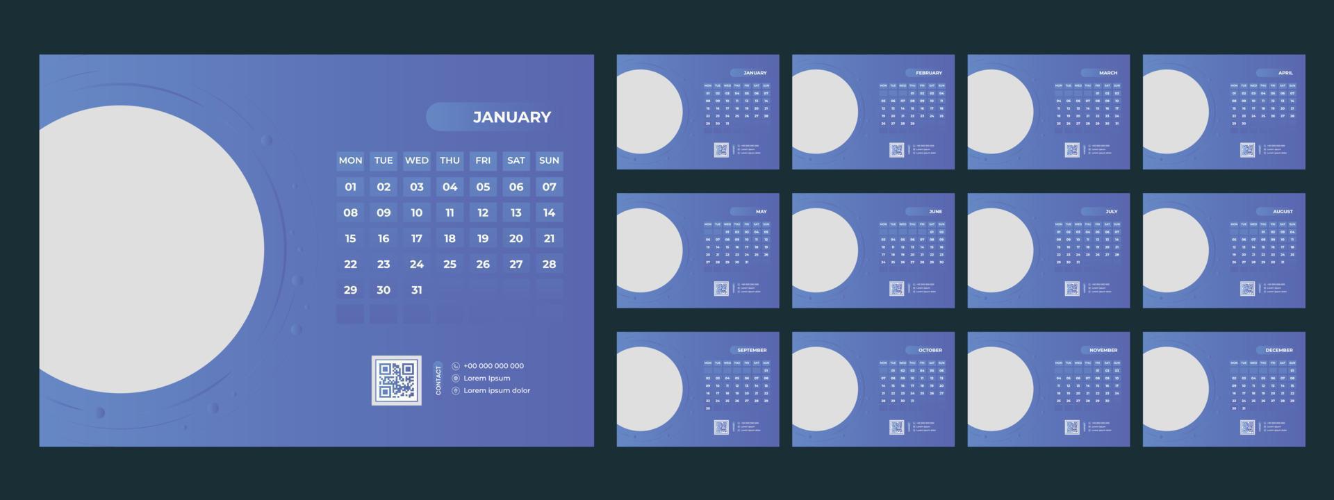 2024 bureau kalender sjabloon vector