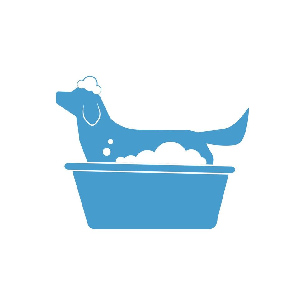 logo met een hond in blauw kleur uiterlijke verzorging dieren vector