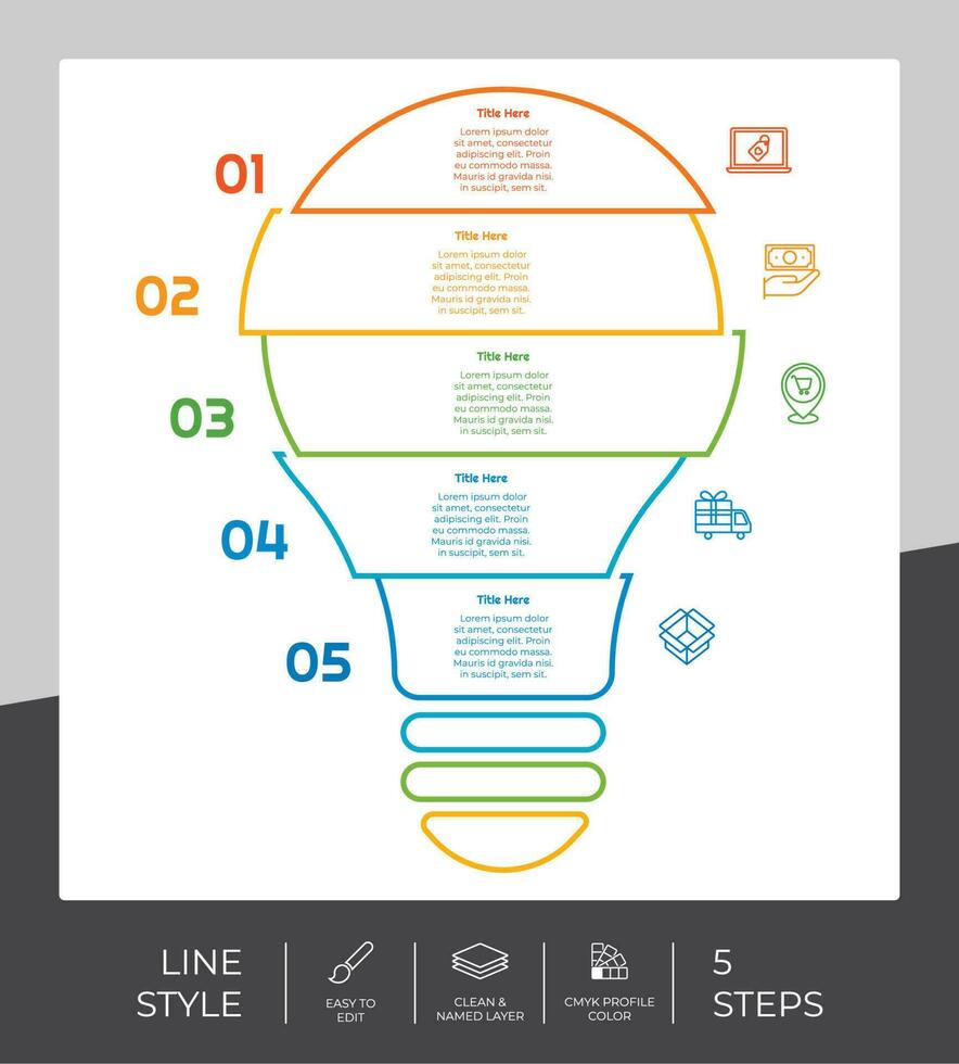 workflow lamp infographic vector ontwerp met 5 stappen en lijn ontwerp. stap infographic kan worden gebruikt voor presentatie, jaar- rapport, bedrijf doel.