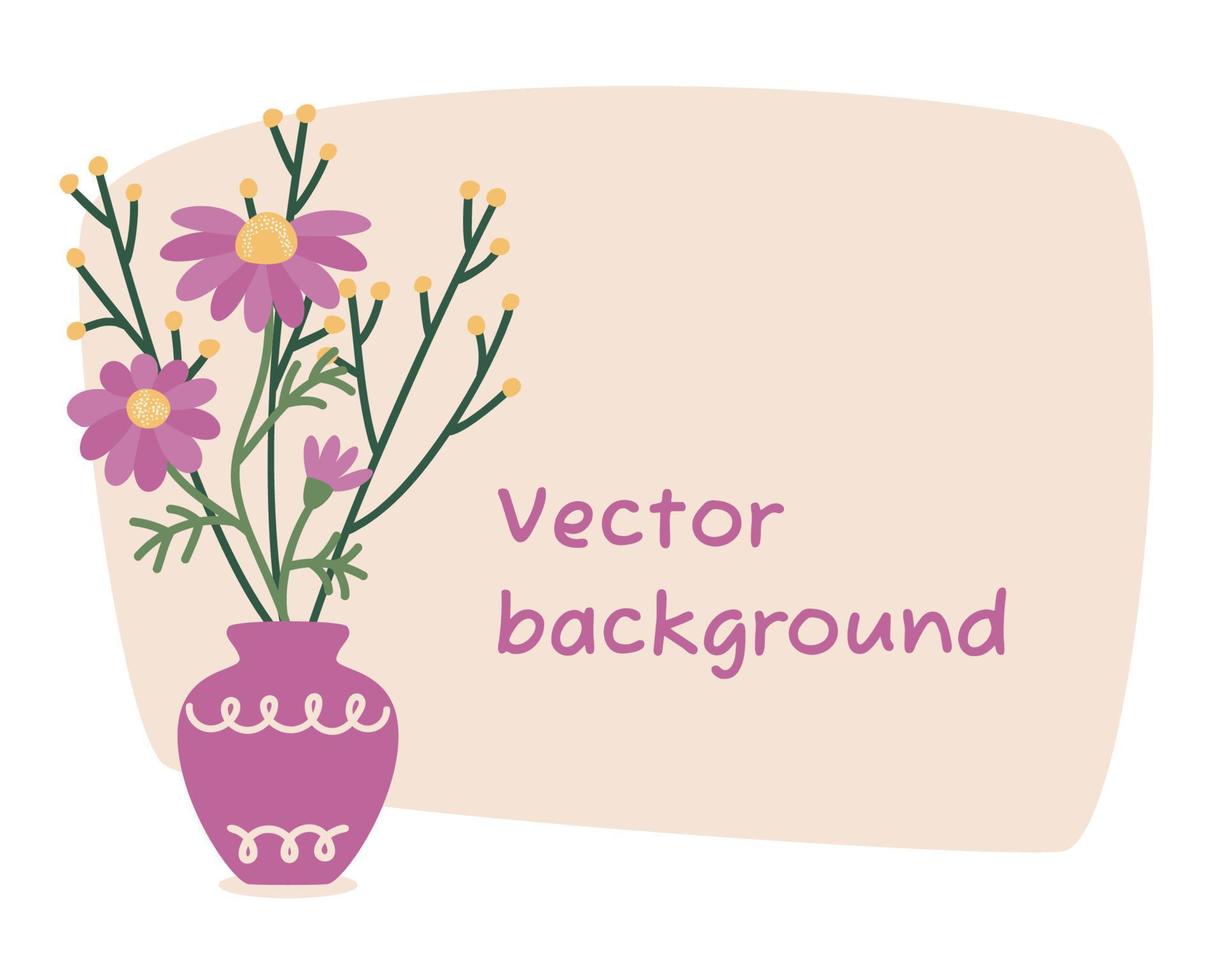 achtergrond met een boeket van bloemen in vaas. vector