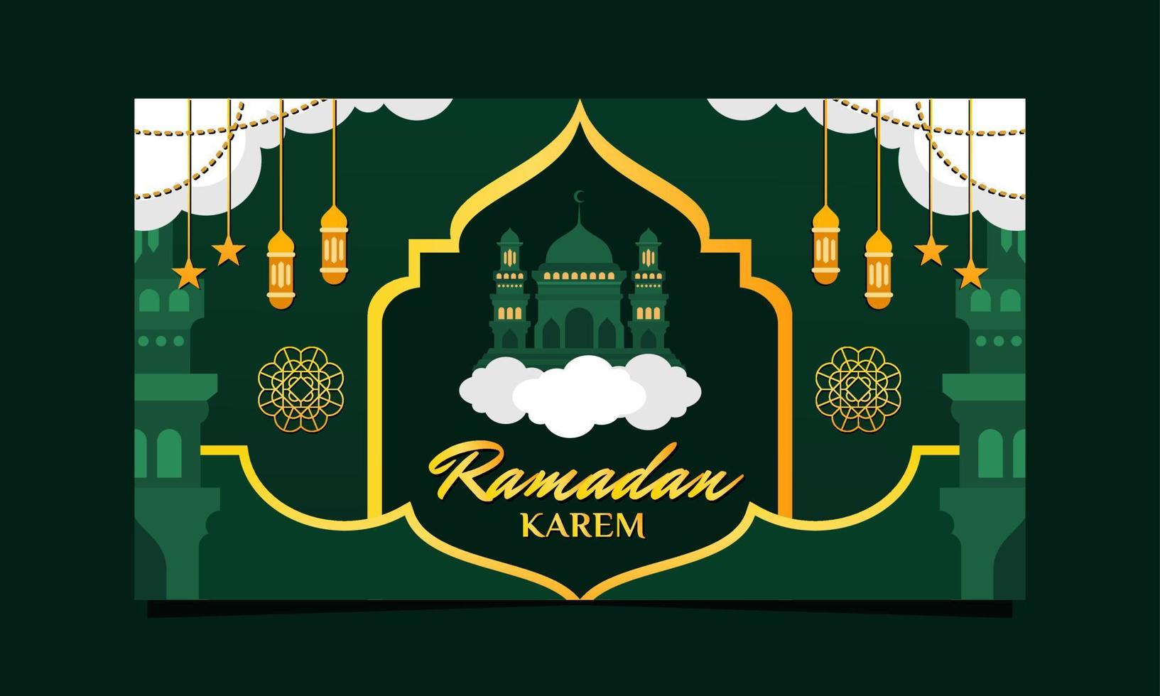 Ramadan karem horizontaal illustratie achtergrond sjabloon vector