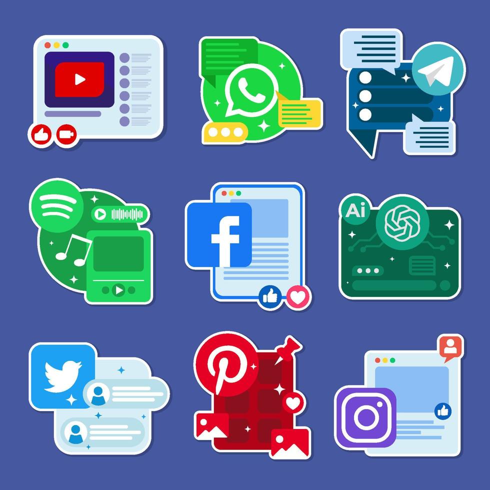 sociaal media post mobiel tech sticker vector