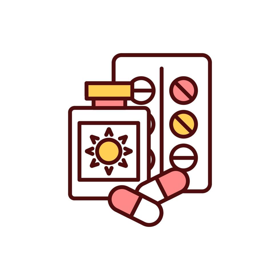 zon-sensibiliserende drugs RGB-kleur pictogram vector