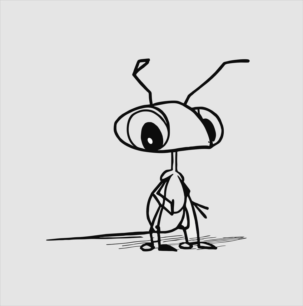 zwart mier tekenfilm vector illustratie. geïsoleerd wit achtergrond. profiel mier kant visie insect icoon.