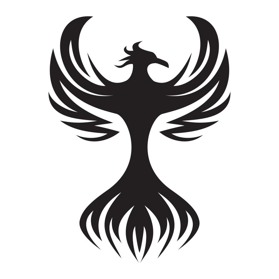 Feniks silhouet logo ontwerp. brand vogel in mythologie. vector