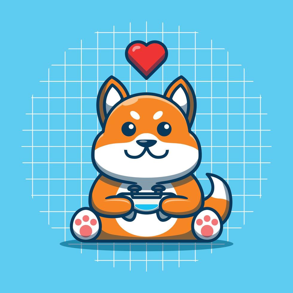 schattig hond karakter Holding gamepad vector illustratie