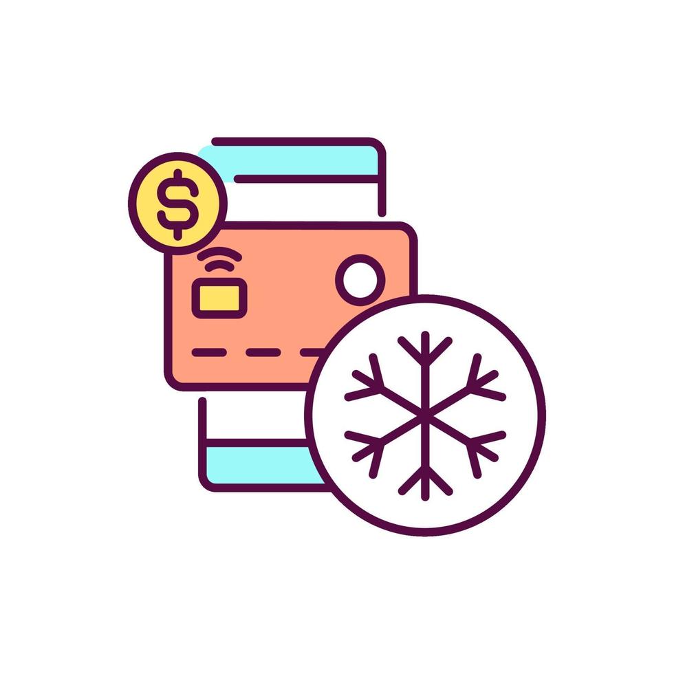 bevriezen creditcard rgb kleur pictogram vector