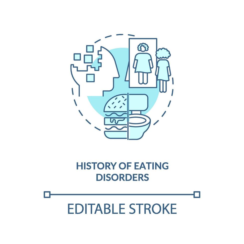 geschiedenis van eetstoornissen blauwe concept pictogram vector