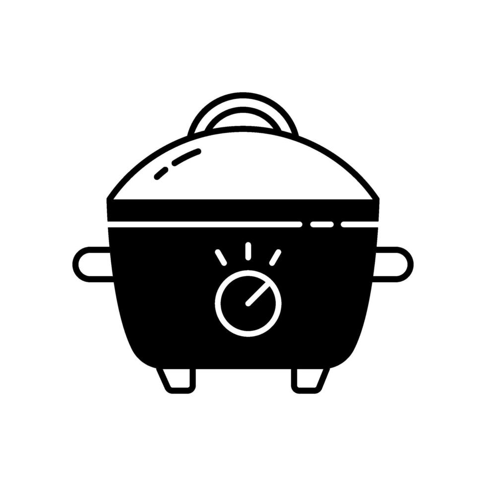 slowcooker zwart lineair pictogram vector