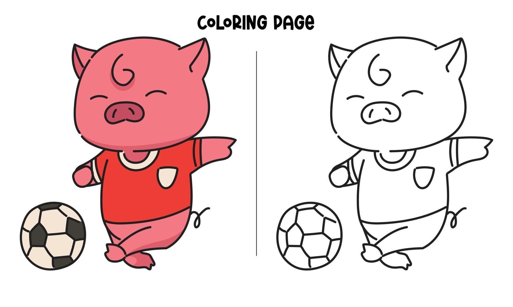 varken aan het voetballen kleurplaat vector