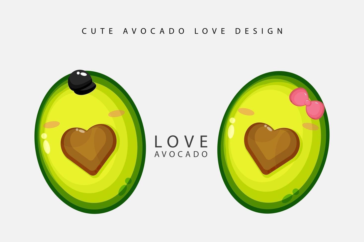 schattig avocado liefde ontwerp vector