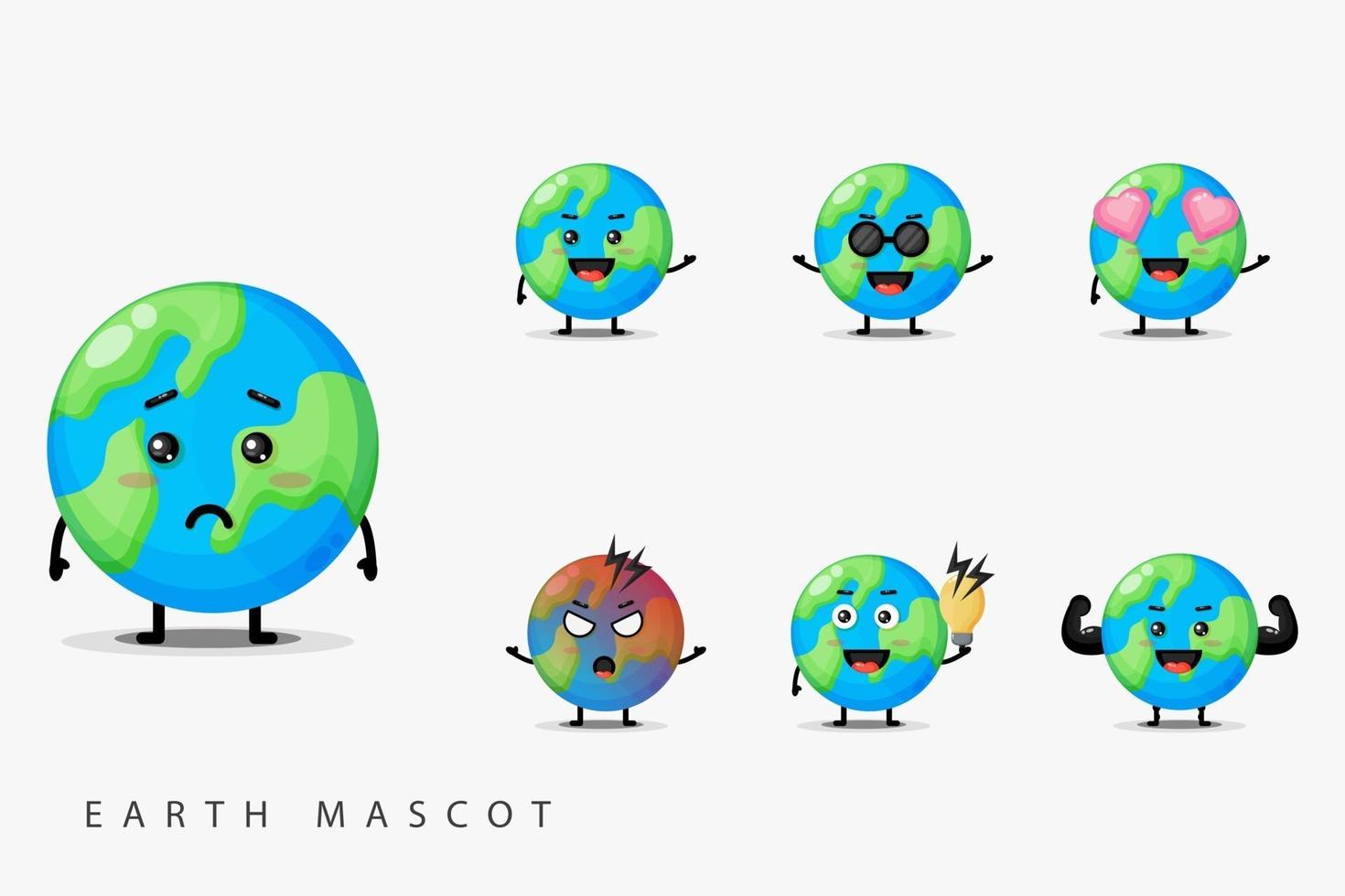 mascotte schattige aarde set vector