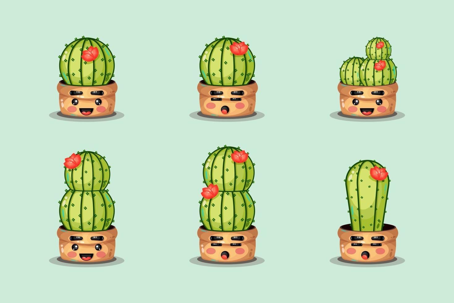 set van schattige cactus in een pot vector