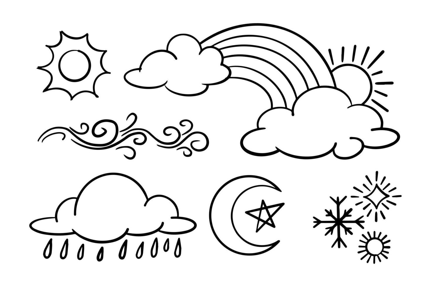 vector set weer doodle elementen, voor ontwerpdoeleinden