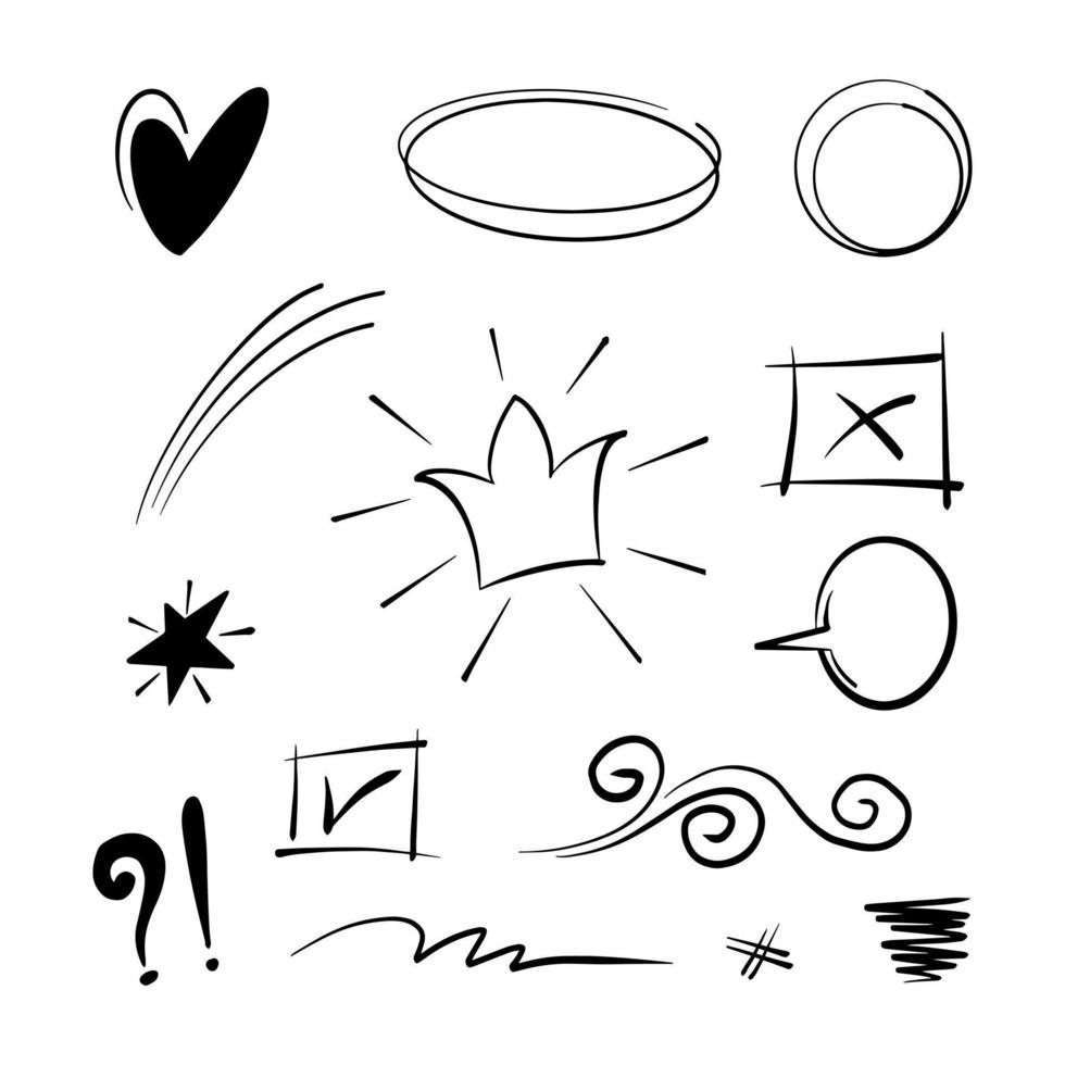 doodle element vector set, voor conceptontwerp.