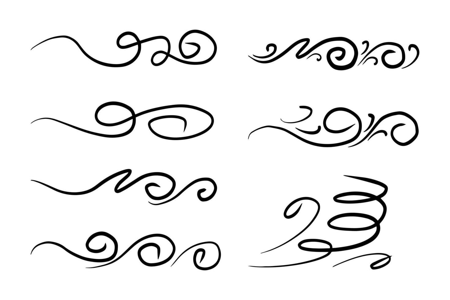 hand getrokken wind doodle set, vectorillustratie. vector