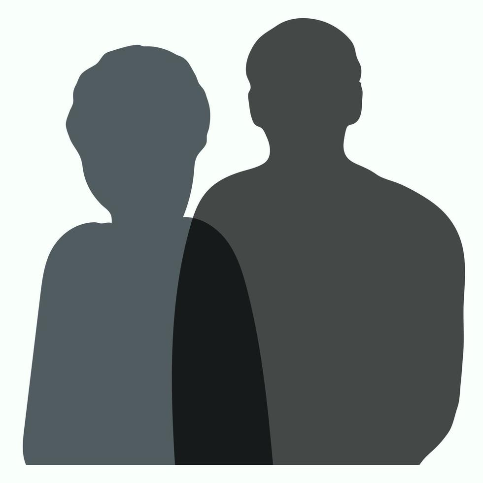 portret silhouet van Mens en vrouw, concept van ontmoeting, team, vennootschap, stel, vrienden, geïsoleerd vector