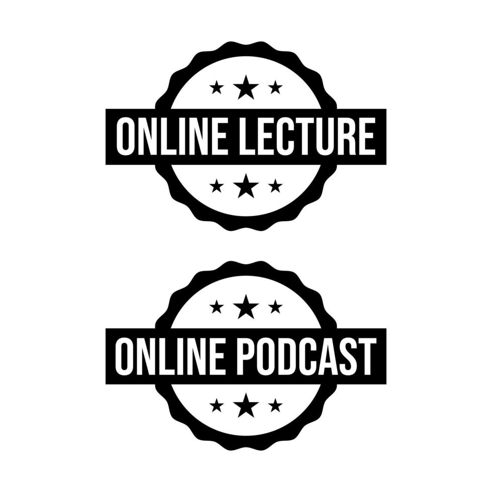 online lezing podcast onderwijs icoon etiket insigne teken ontwerp vector