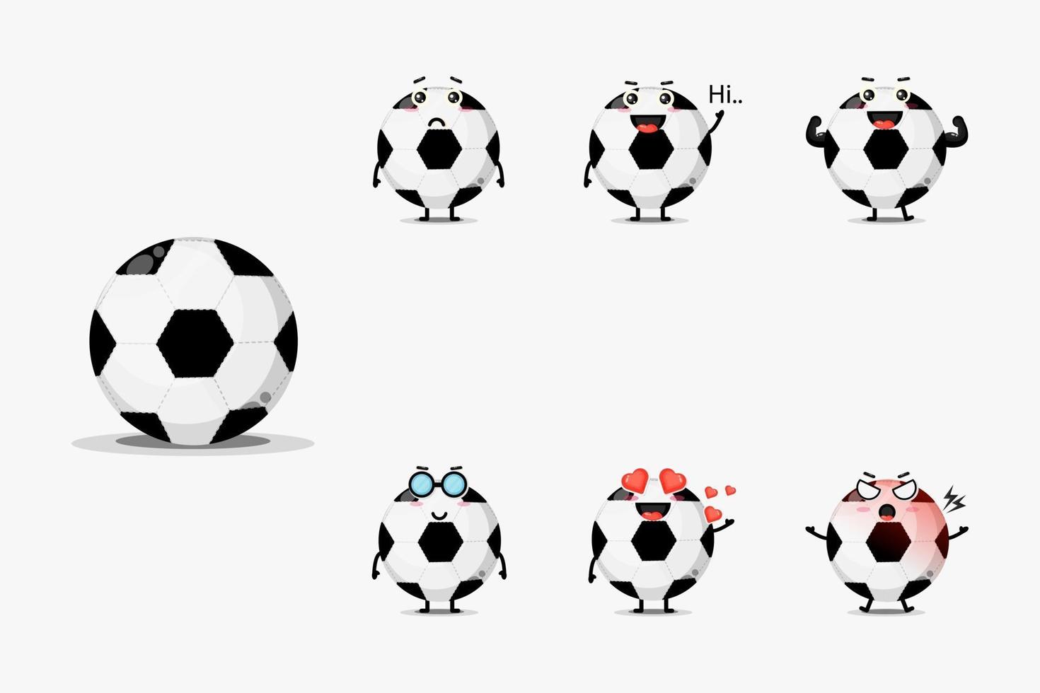 schattige voetbal bal mascotte set vector