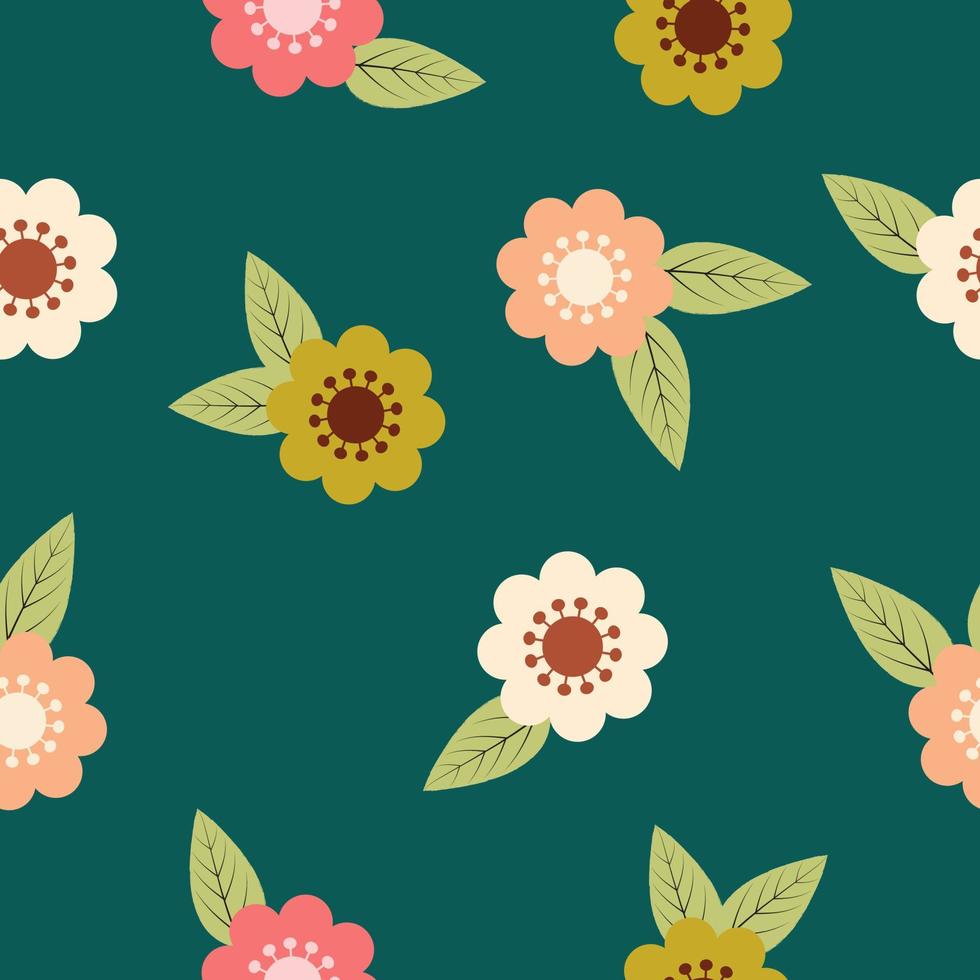 schattig hand- getrokken wijnoogst bloemen patroon naadloos achtergrond vector illustratie voor mode, stof, behang en afdrukken ontwerp