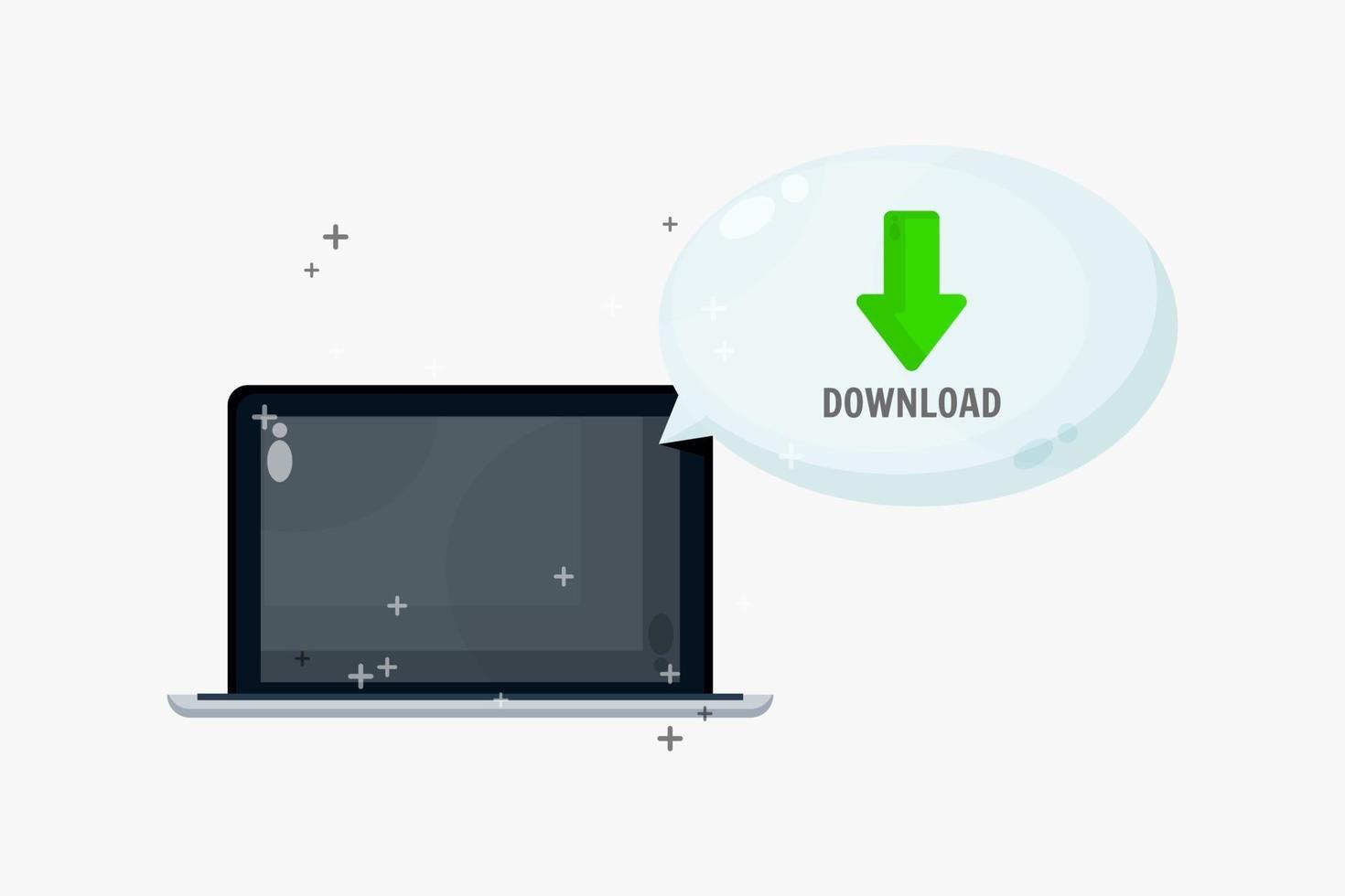 download bestanden op laptop met bellentoespraak vector