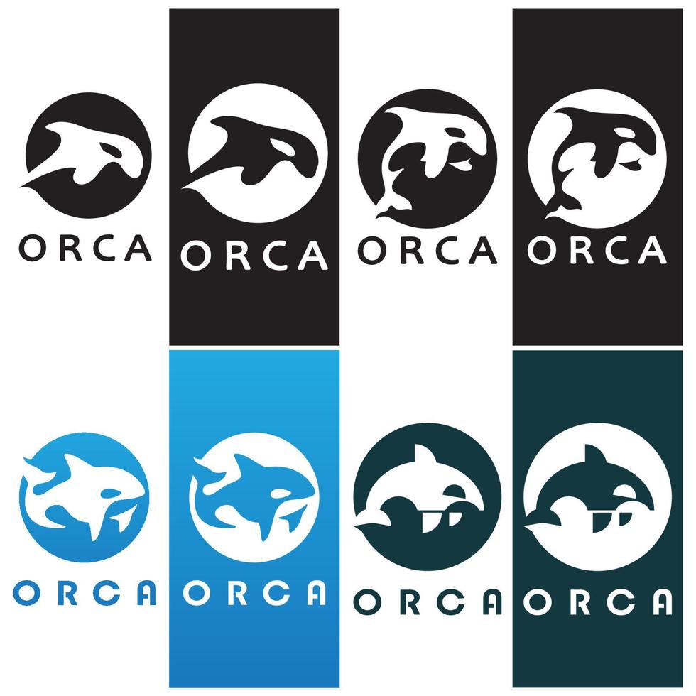 gemakkelijk orka walvis dier illustratie logo creatief ontwerp, moordenaar walvis, onderwater- dier. logo voor bedrijf, identiteit en branding, badge, behoud, ecologie concept, zee dier bescherming, vector