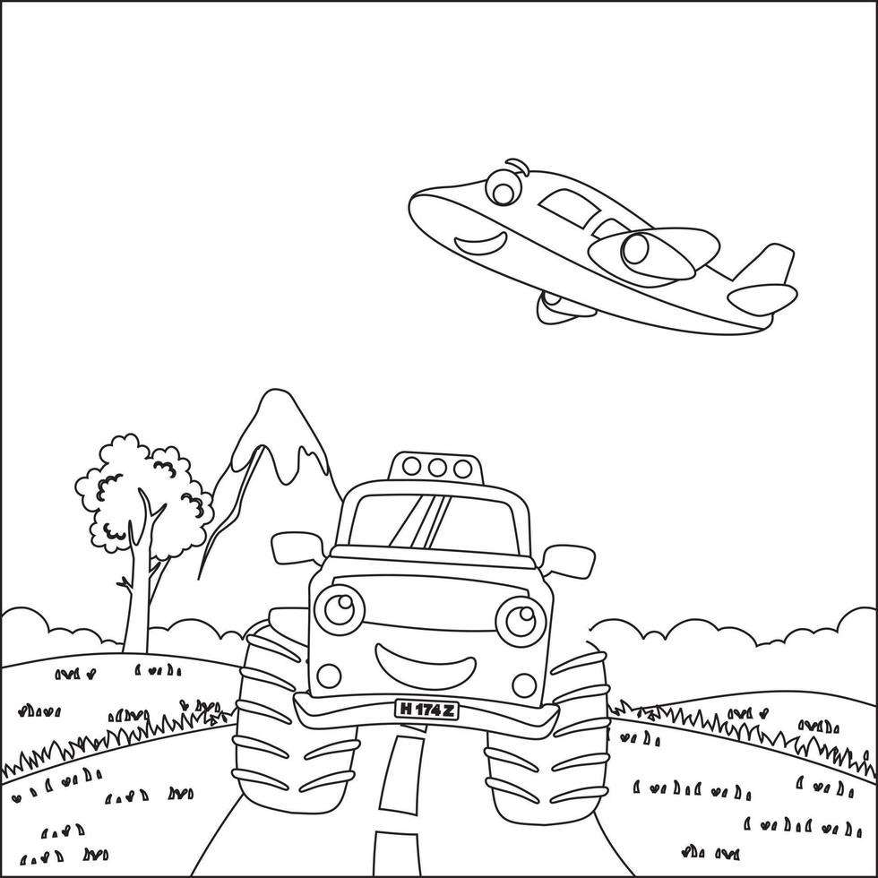 vector illustratie van monster vrachtauto met tekenfilm stijl. tekenfilm geïsoleerd vector illustratie, creatief vector kinderachtig ontwerp voor kinderen werkzaamheid kleuren boek of bladzijde.