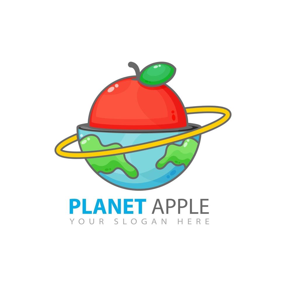 planeet appel logo ontwerp vector