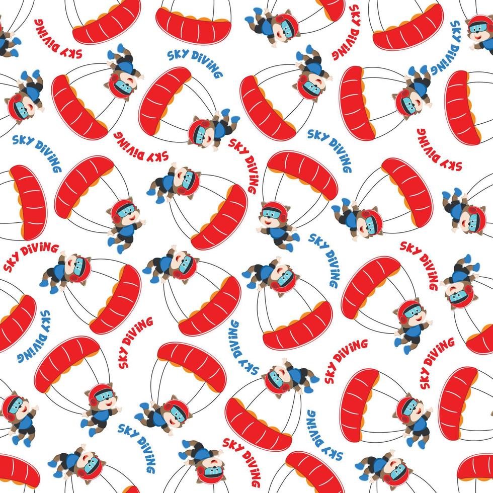 naadloos vector patroon met schattig weinig vos skydiver, ontwerp concept voor kinderen textiel afdrukken, kinderkamer behang, omhulsel papier. schattig grappig achtergrond.