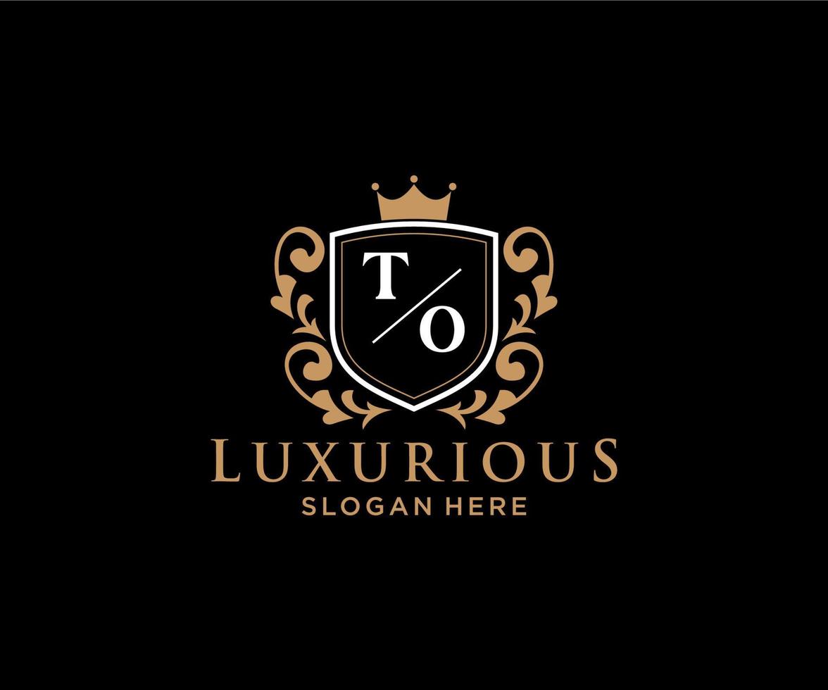 eerste naar brief Koninklijk luxe logo sjabloon in vector kunst voor restaurant, royalty, boetiek, cafe, hotel, heraldisch, sieraden, mode en andere vector illustratie.