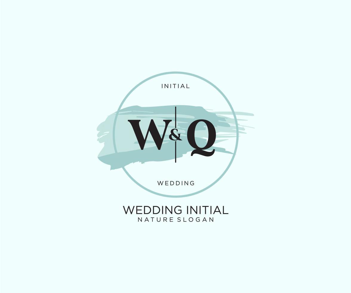 eerste wq brief schoonheid vector eerste logo, handschrift logo van eerste handtekening, bruiloft, mode, juwelen, boetiek, bloemen en botanisch met creatief sjabloon voor ieder bedrijf of bedrijf.