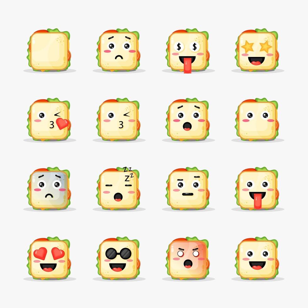 set sandwich met emoticons vector